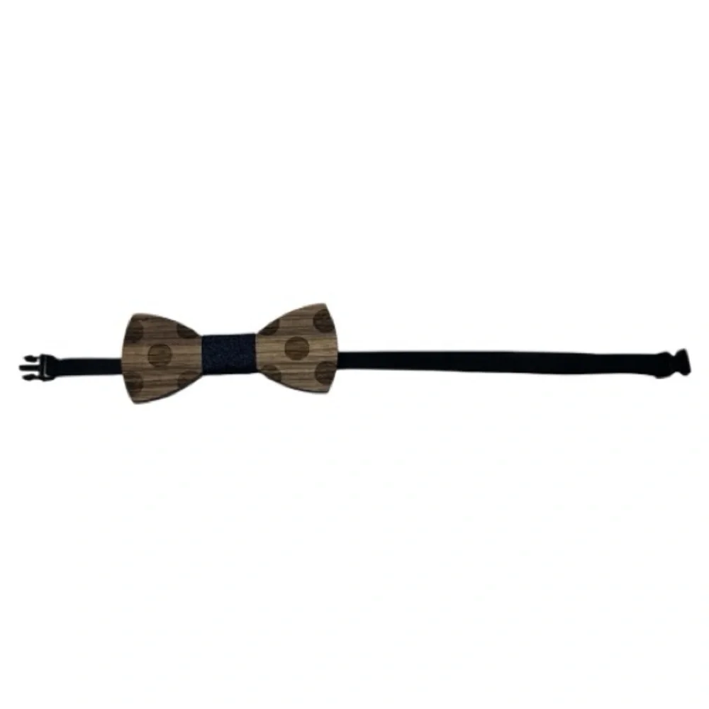 WoWTies Wooden Bow Tie Polka Dot Adjustable Strap